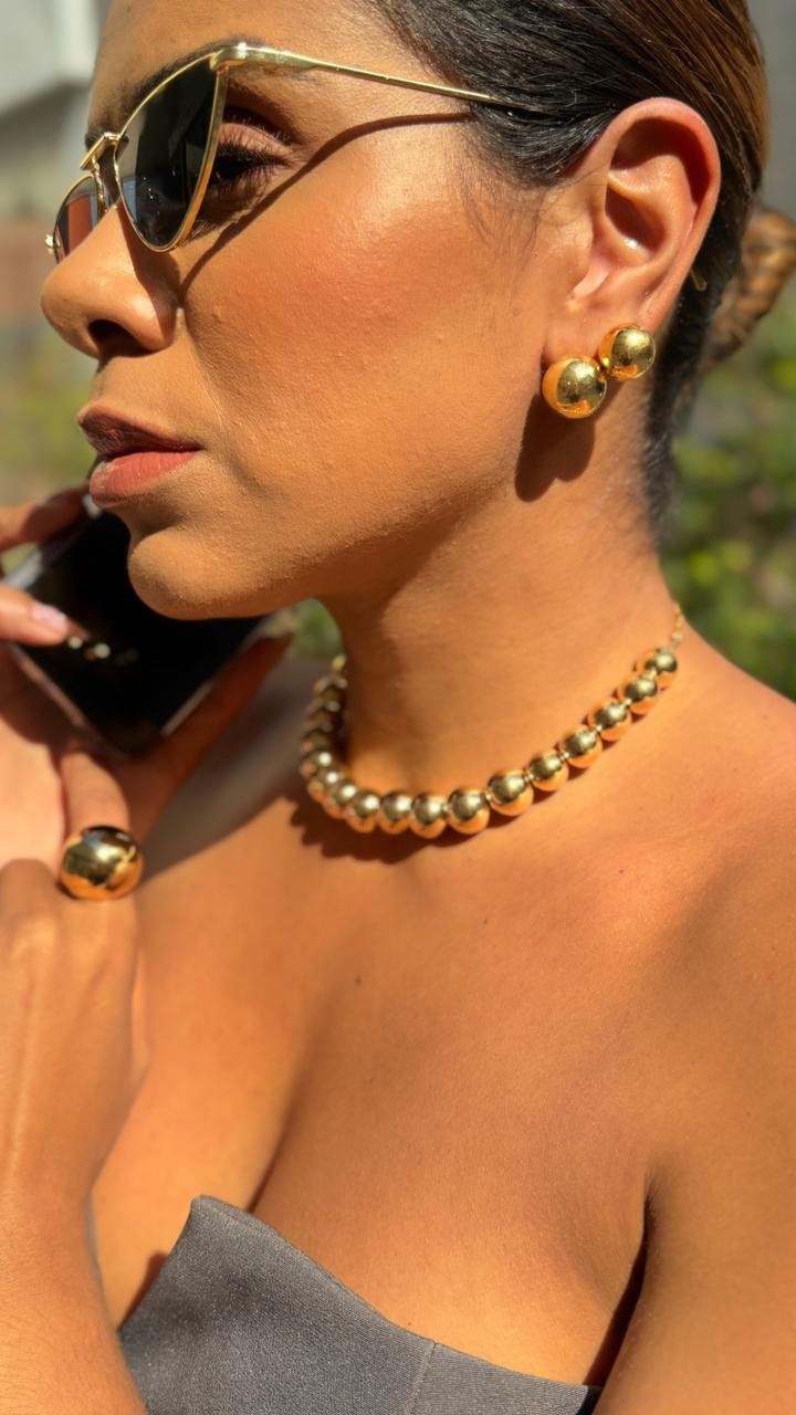 COLR240 Colar Choker Balls Folheado