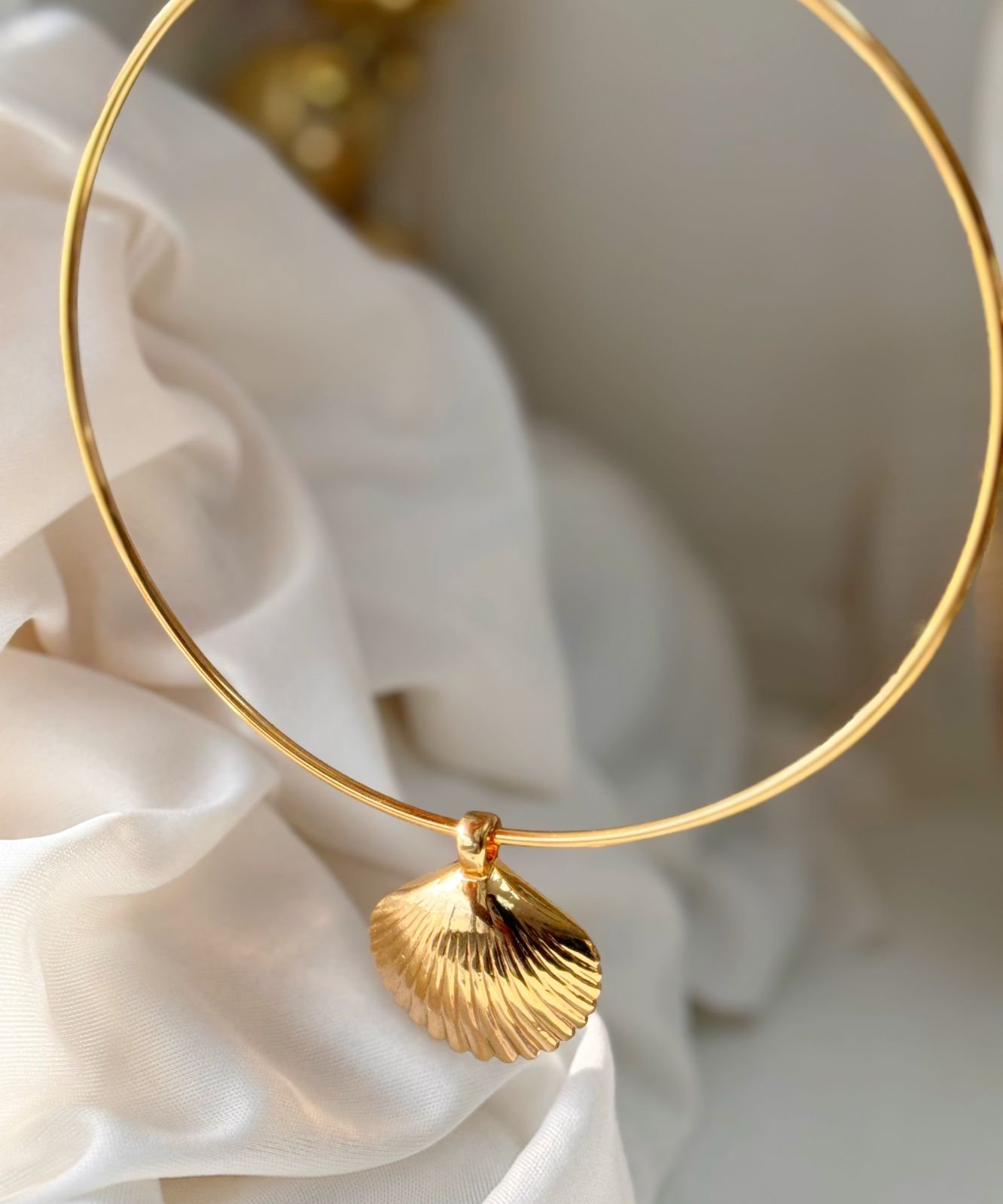 Colr57 Colar Choker Concha Pérola Dois Lados Semi Jóia