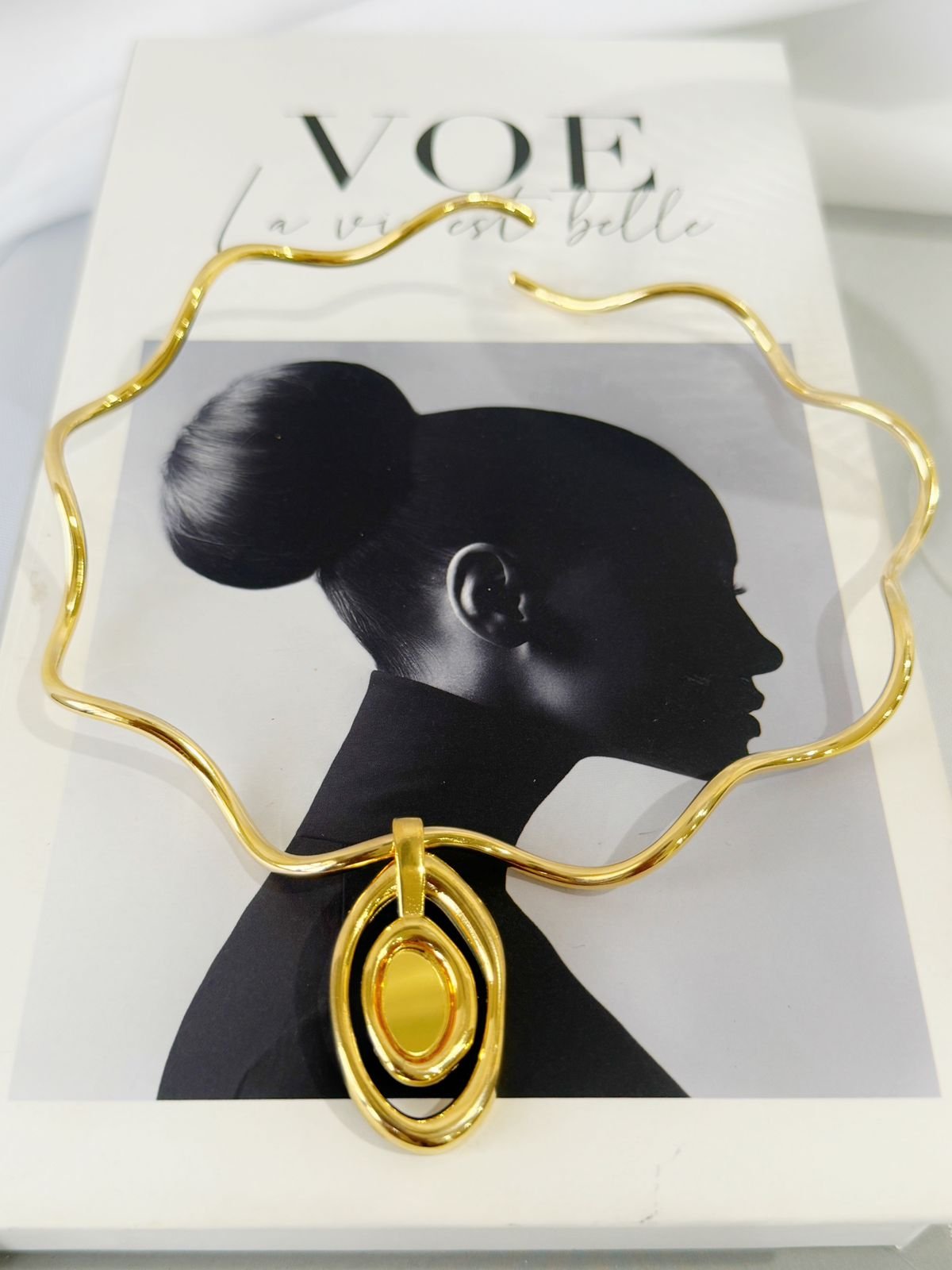 COLR91 Colar aro organic mirror Semi jóia