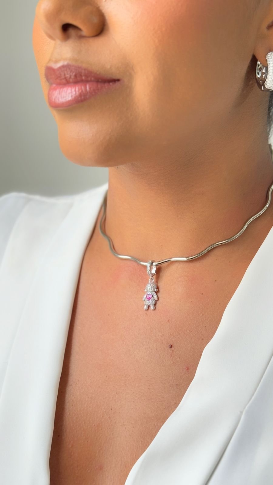 COLR98 Aro com pingente FILHO LOVE zircônia cravejado Semi jóia