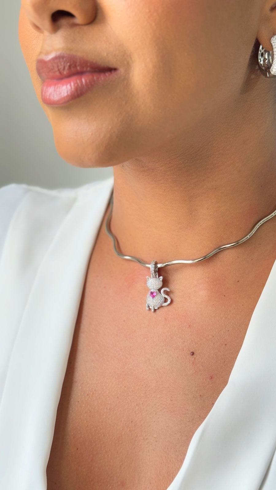 COLR98 Aro com pingente FILHO LOVE zircônia cravejado Semi jóia