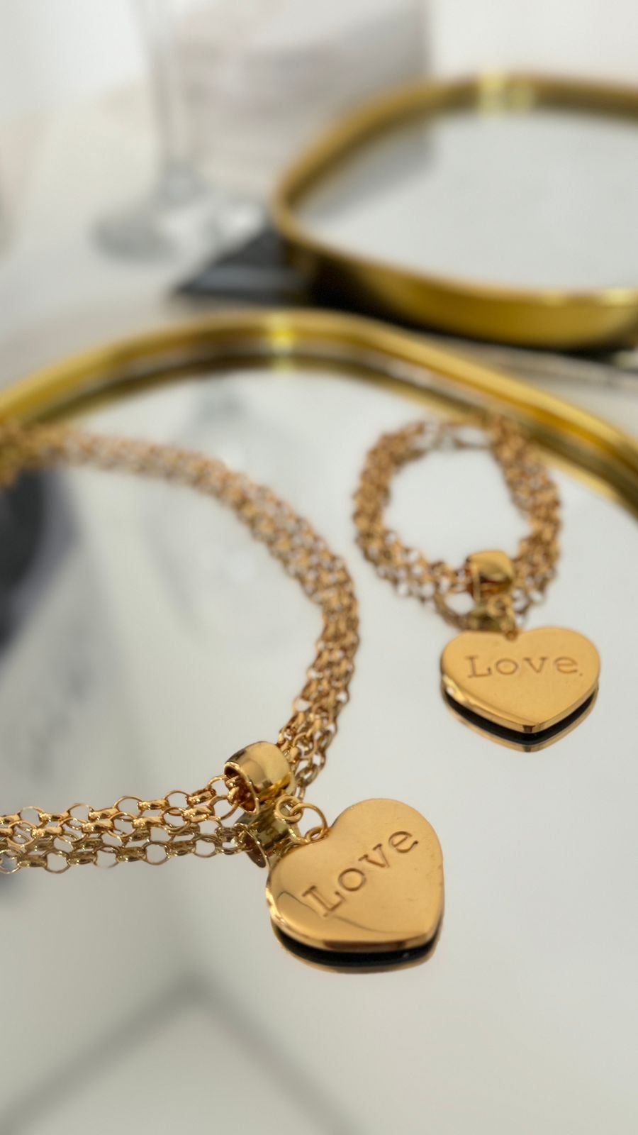 Conj06 Conjunto Love Black Semi Jóia