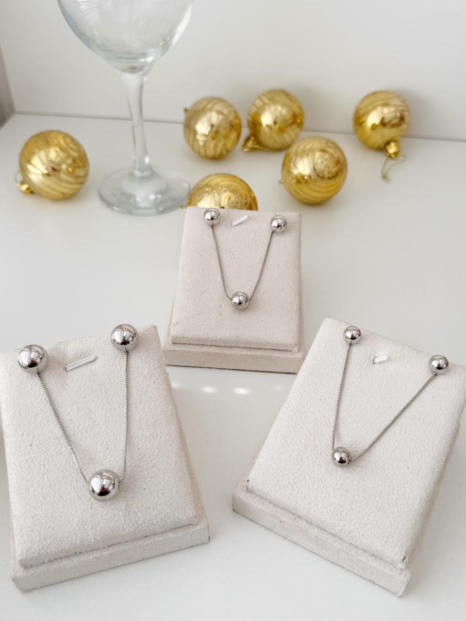Conj10 Conjunto esfera balls Semi jóia