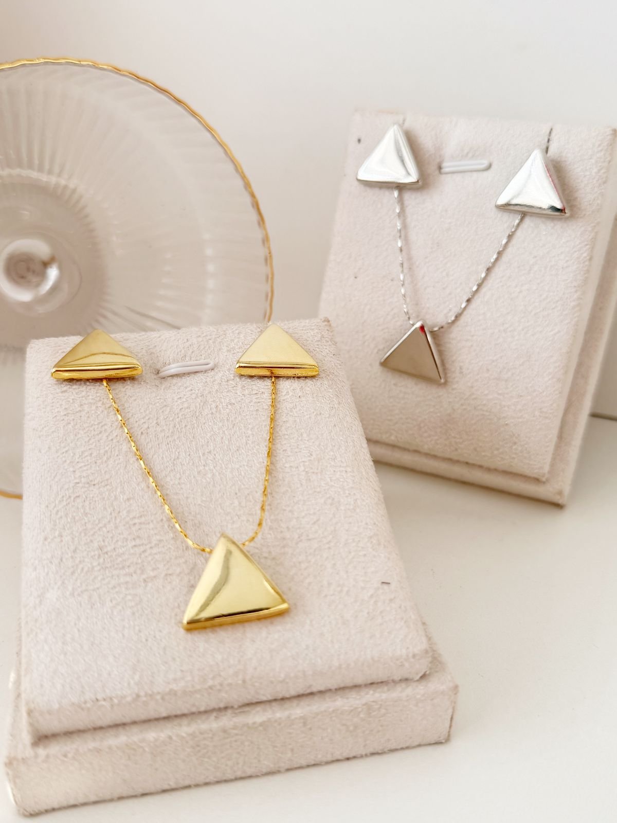 Conj13 Conjunto Triângulo Semi Jóia