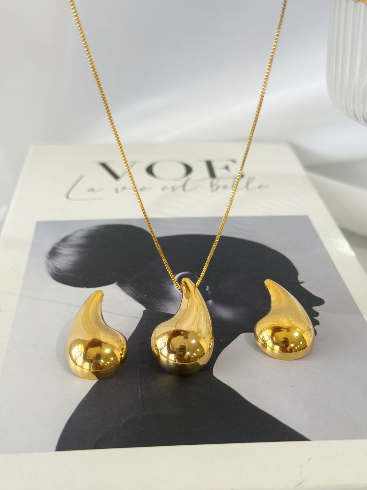 CONJ18 Conjunto Jade Semi jóia