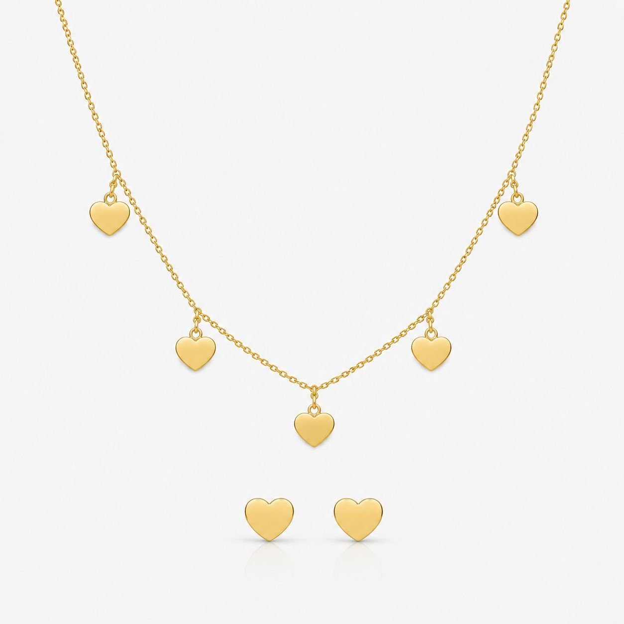 Conjunto choker Coração Liso Aço Dourado
