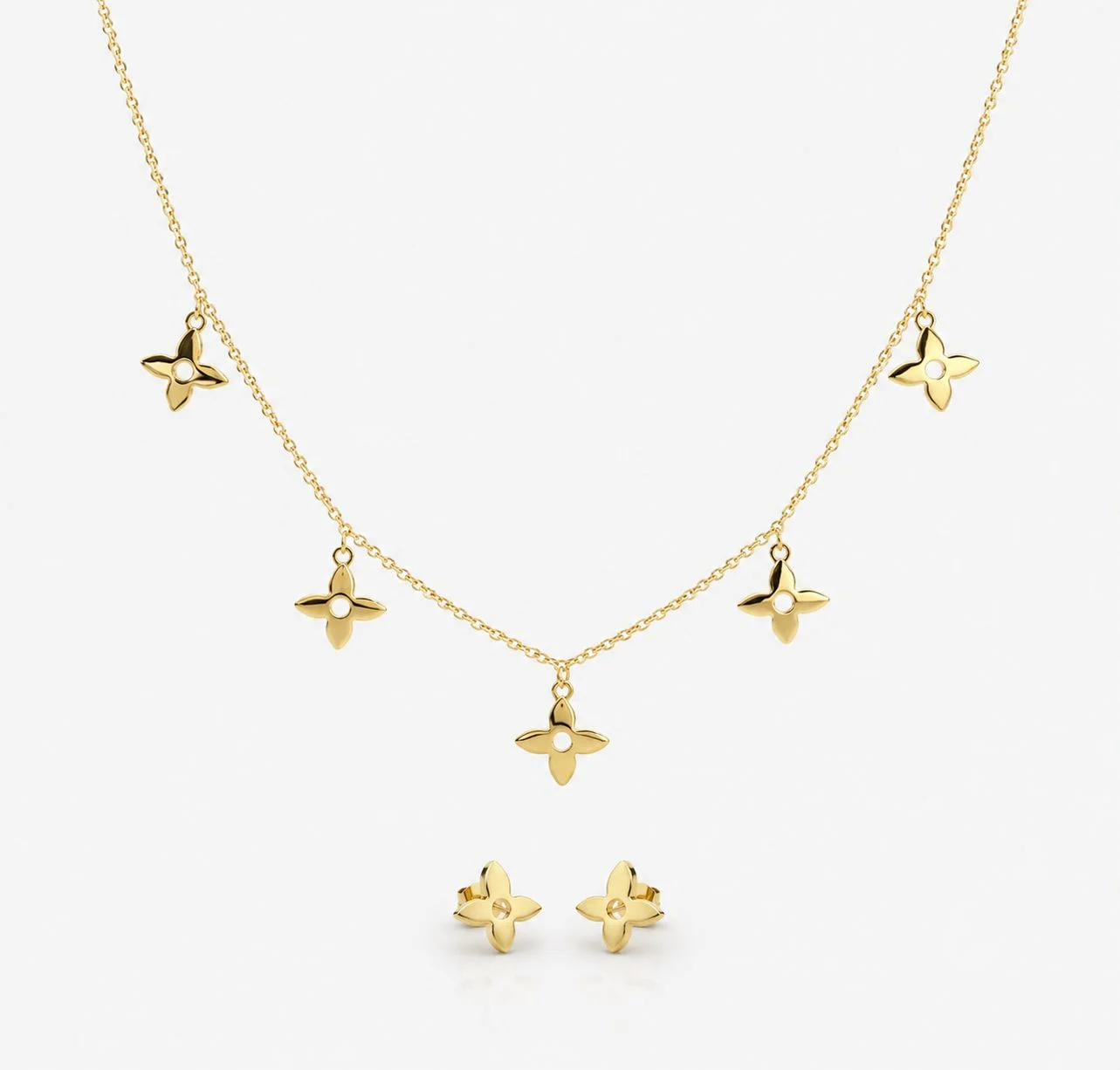 Conjunto Choker LV em Aço Dourado