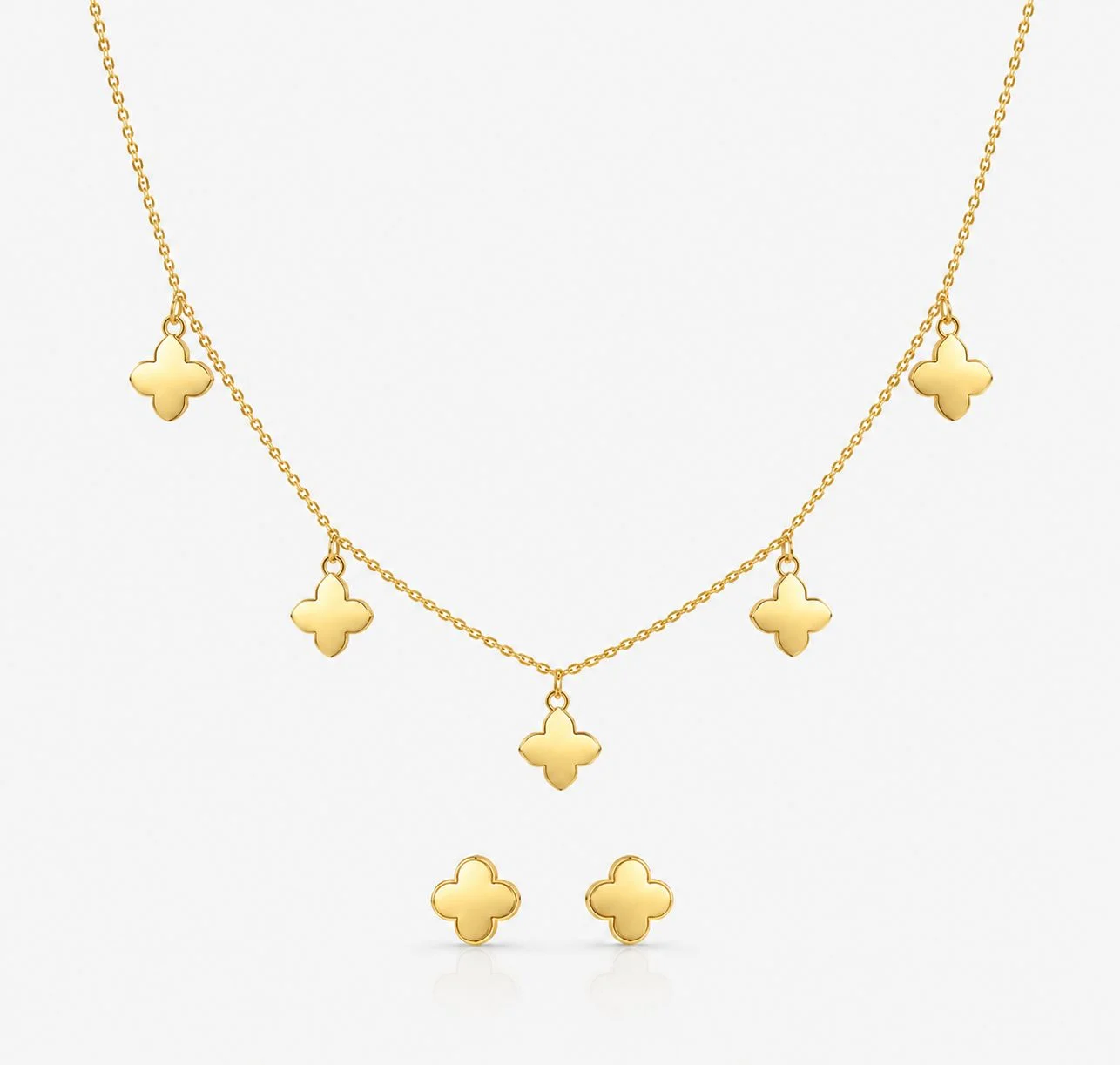 Conjunto choker Trevo Liso Aço Dourado