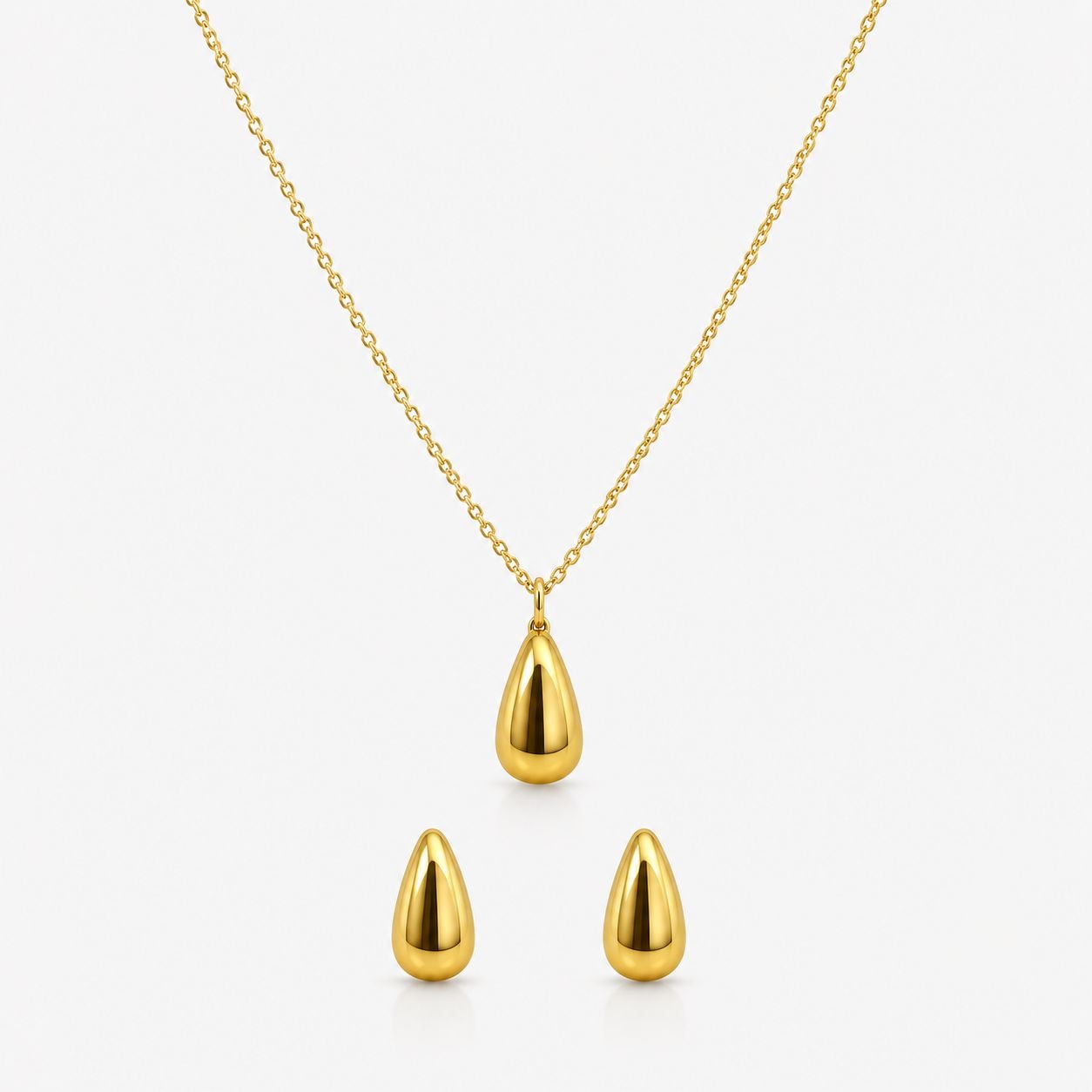 Conjunto Gota Gold Dourado Aço