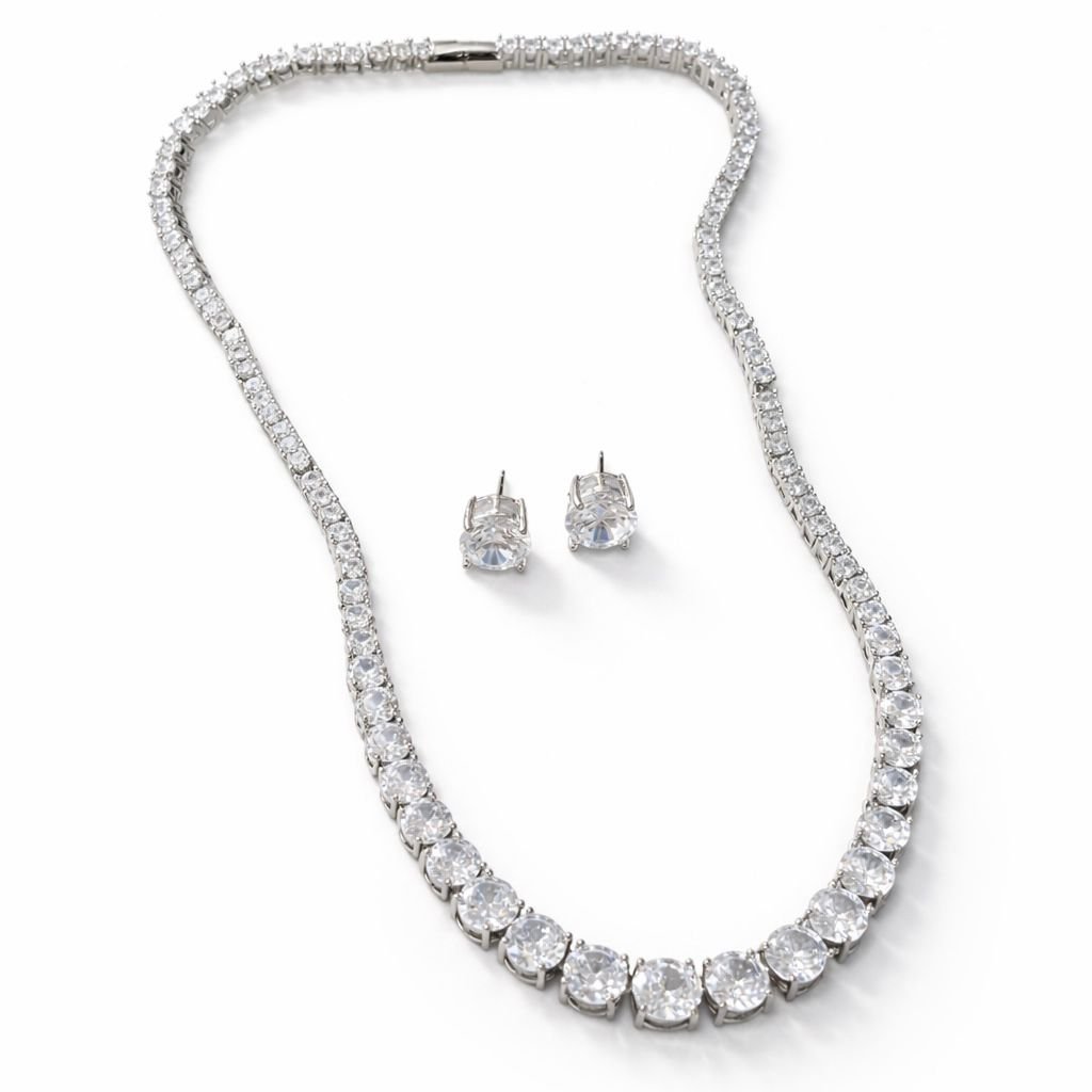 Conjunto Riviera Ponto de Luz Semi Joia com Zircônias Cravejadas