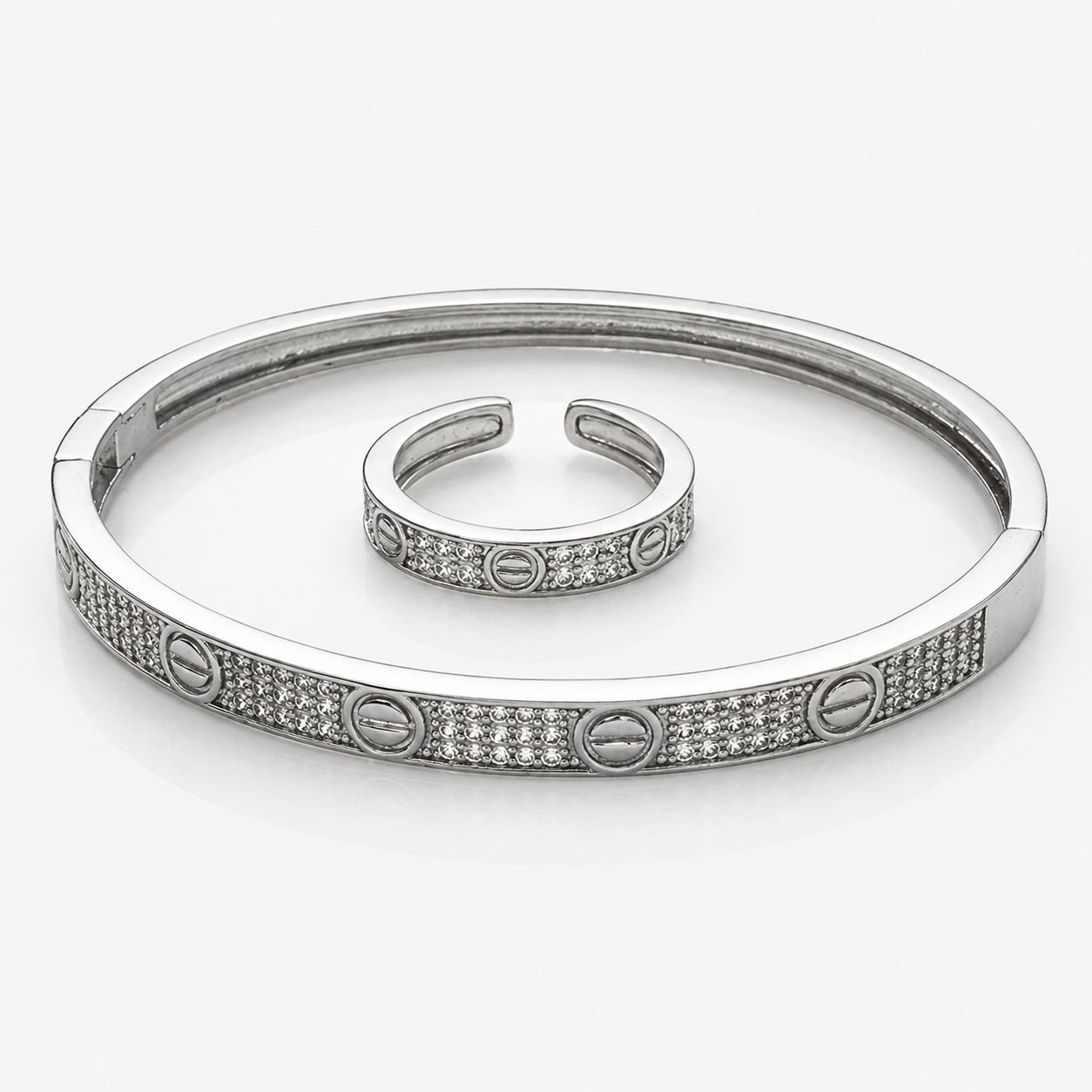 Kit Bracelete e Anel Ajustável Cart Folheados