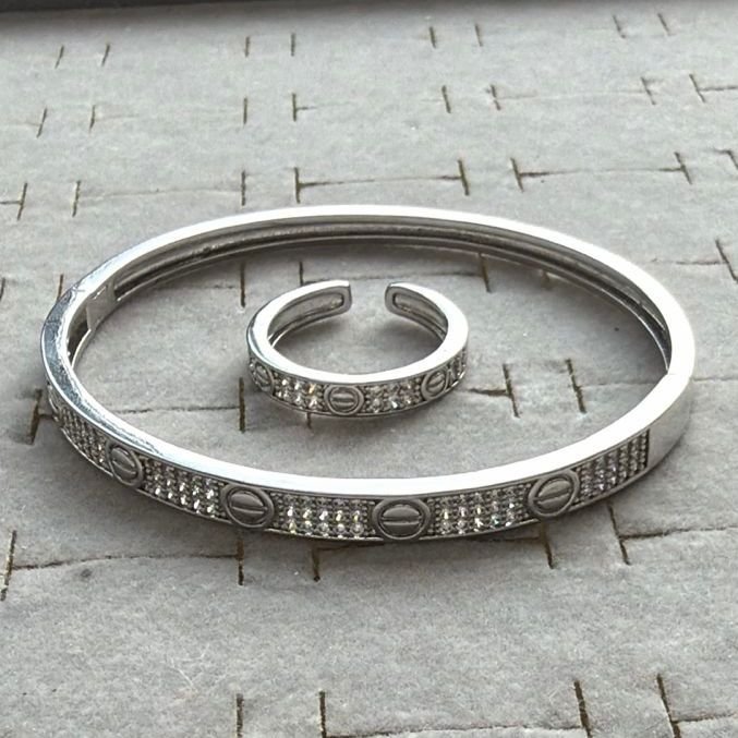 Kit Bracelete e Anel Ajustável Cart Folheados