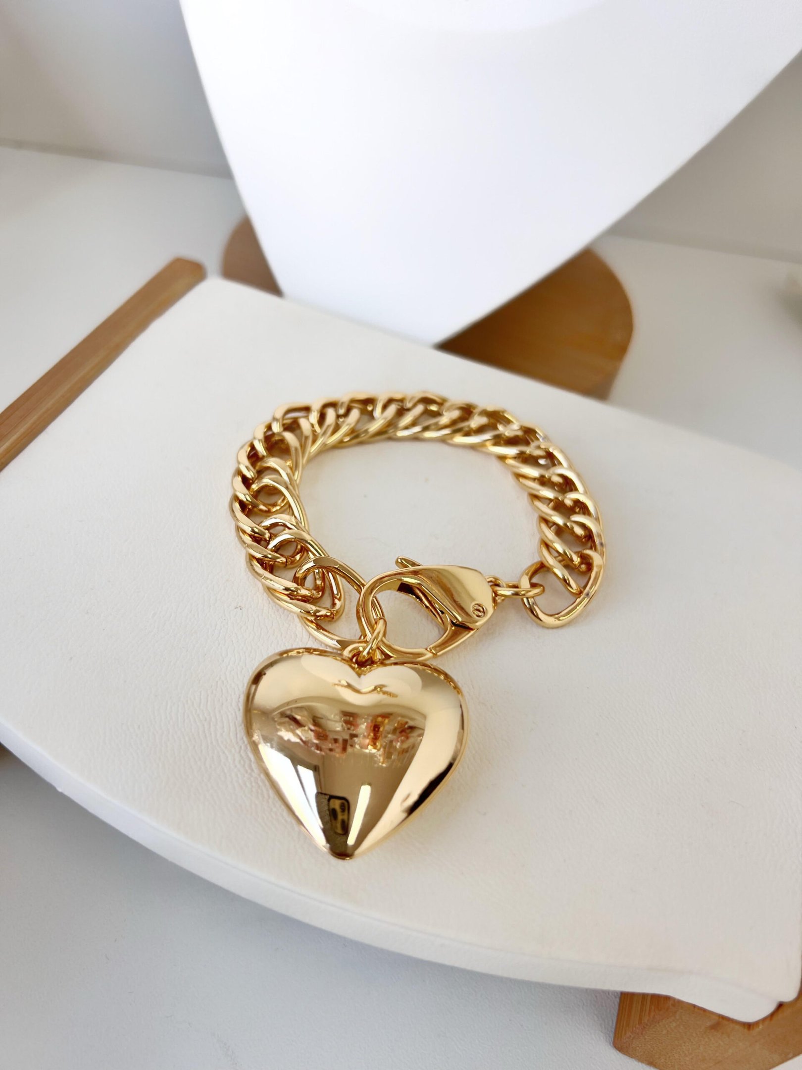 Pul06 Pulseira Grumet Gold Coração Cheio Semi Jóia