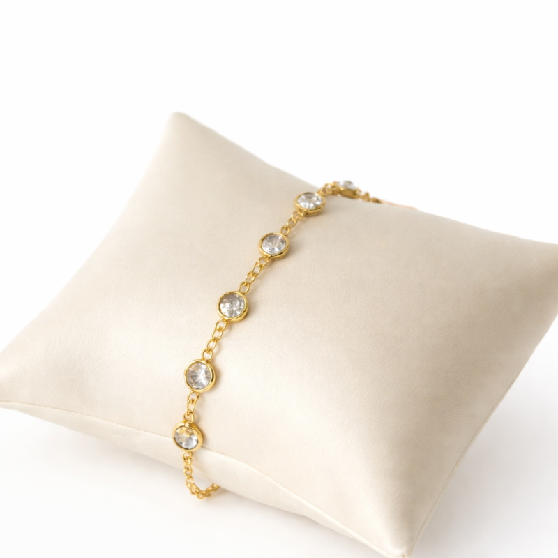 PUL183 Pulseira TF Cristal Folheado á OURO18K