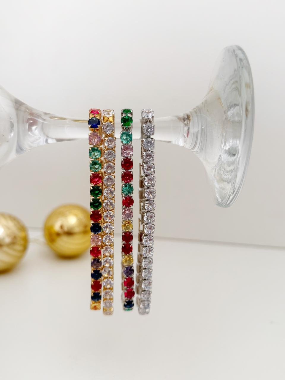 PUL30 Pulseira riviera P e M com dois fecho gaveta ajustador folheado