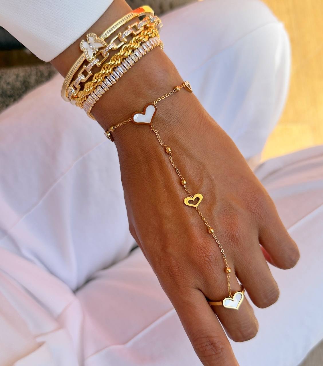 Pulseira anel ajustável semi joia em aço
