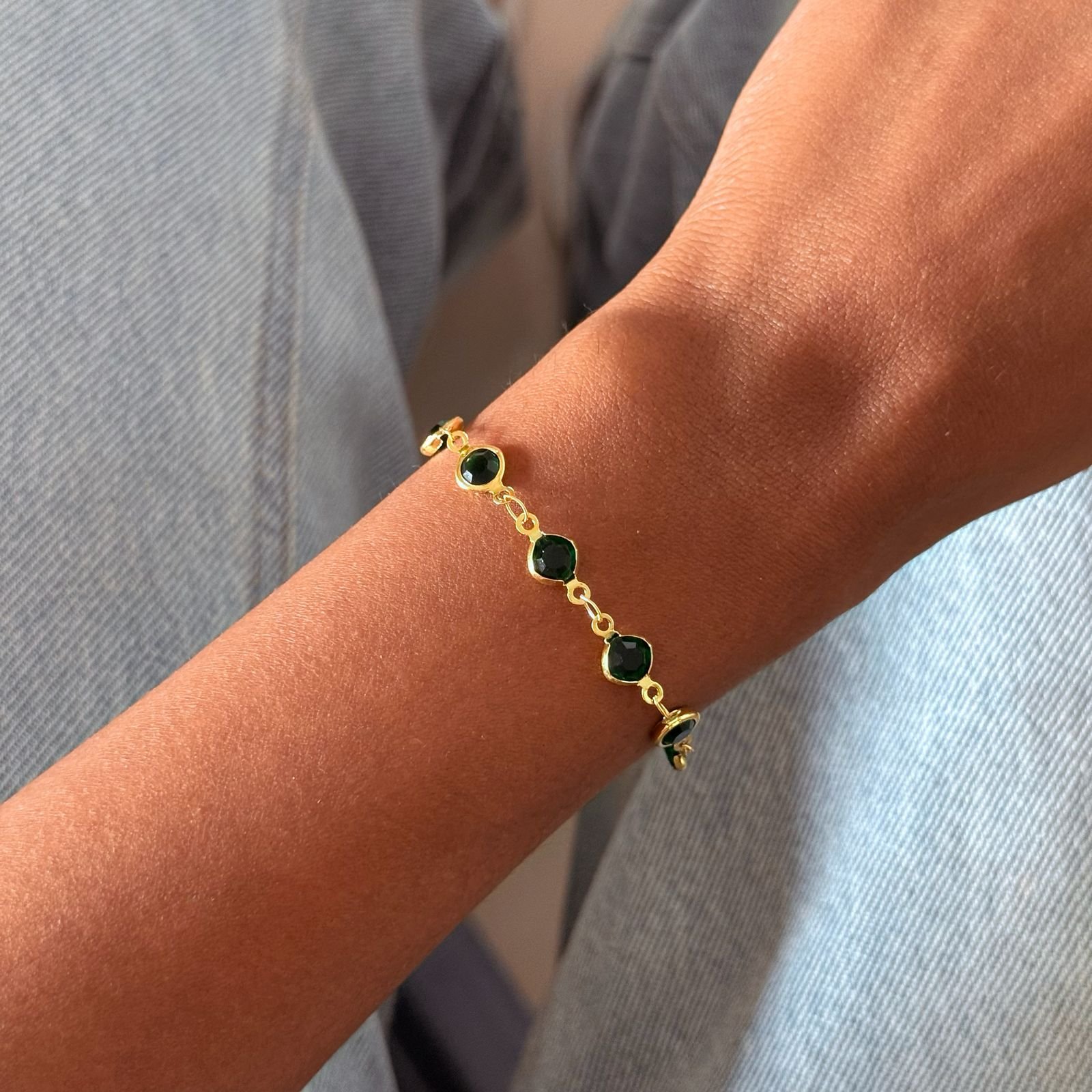 Pulseira TIFF Cristal Verde Semi Joia