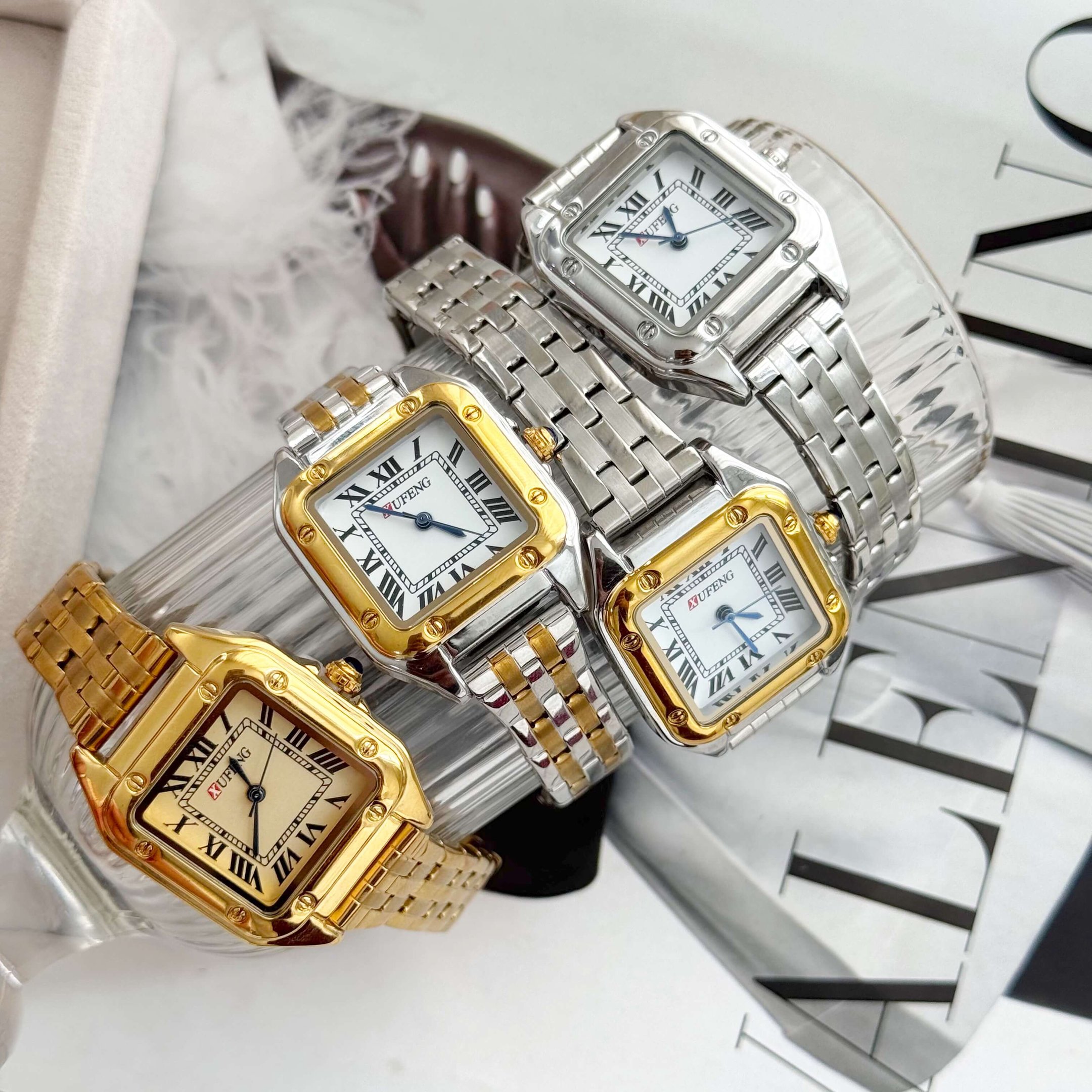 Relógio CART Quadrado Clássico em Aço À Prova d’Água