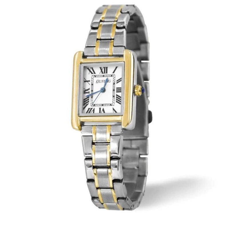 Relógio Classic Retangular Dourado e Prateado